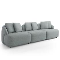 Sofá 3 Lugares Para Sala de Estar Living 228cm Arlo F04 Linho Cinza Lyam Decor