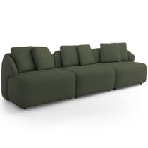 Sofá 3 Lugares Para Sala de Estar Living 228cm Arlo F04 Linho Verde Lyam Decor Sofá 3 Lugares Para Sala de Estar Living 228cm Arlo F04 Linho Verde Lyam Decor