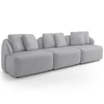 Sofá 3 Lugares Para Sala de Estar Living 228cm Arlo F04 Veludo Cinza Lyam Decor Sofá 3 Lugares Para Sala de Estar Living 228cm Arlo F04 Veludo Cinza Lyam Decor
