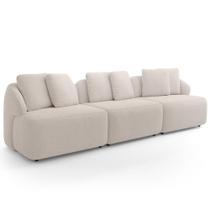 Sofá 3 Lugares Para Sala De Estar Living 234cm Arlo F04 Bouclê Bege - Lyam Decor Sofá 3 Lugares Para Sala De Estar Living 234cm Arlo F04 Bouclê Bege - Lyam Decor