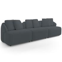 Sofá 3 Lugares Para Sala de Estar Living 234cm Arlo F04 Bouclê Grafite - Lyam Decor Sofá 3 Lugares Para Sala de Estar Living 234cm Arlo F04 Bouclê Grafite - Lyam Decor