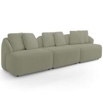 Sofá 3 Lugares Para Sala de Estar Living 234cm Arlo F04 Bouclê Oliva - Lyam Decor Sofá 3 Lugares Para Sala de Estar Living 234cm Arlo F04 Bouclê Oliva - Lyam Decor