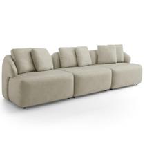 Sofá 3 Lugares Para Sala de Estar Living 234cm Arlo F04 Veludo Bege - Lyam Decor Sofá 3 Lugares Para Sala de Estar Living 234cm Arlo F04 Veludo Bege - Lyam Decor