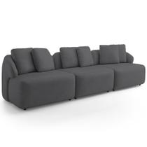 Sofá 3 Lugares Para Sala de Estar Living 234cm Arlo F04 Veludo Grafite - Lyam Decor Sofá 3 Lugares Para Sala de Estar Living 234cm Arlo F04 Veludo Grafite - Lyam Decor