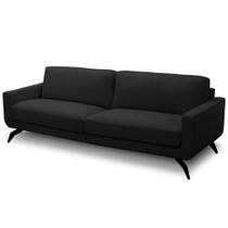 Sofá 3 Lugares Para Sala de Estar Living Industrial 270cm Trento L06 Couro Preto CO-502 - Lyam Decor