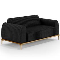 Sofá 3 Lugares Para Sala de Estar Molino 180 cm D02 Pés D'Ouro Linho Chumbo D-465 - Lyam Decor Sofá 3 Lugares Para Sala de Estar Molino 180 cm D02 Pés D'Ouro Linho Chumbo D-465 - Lyam Decor