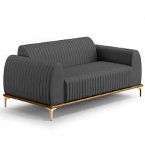 Sofá 3 Lugares Para Sala de Estar Molino 180 cm D02 Pés D'Ouro Veludo Cinza D-317 - Lyam Decor Sofá 3 Lugares Para Sala de Estar Molino 180 cm D02 Pés D'Ouro Veludo Cinza D-317 - Lyam Decor
