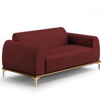 Sofá 3 Lugares Para Sala de Estar Molino 180 cm D02 Pés D'Ouro Veludo Marsala D-278 - Lyam Decor Sofá 3 Lugares Para Sala de Estar Molino 180 cm D02 Pés D'Ouro Veludo Marsala D-278 - Lyam Decor