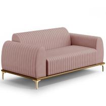 Sofá 3 Lugares Para Sala de Estar Molino 180 cm D02 Pés D'Ouro Veludo Rosê C-305 - Lyam Decor Sofá 3 Lugares Para Sala de Estar Molino 180 cm D02 Pés D'Ouro Veludo Rosê C-305 - Lyam Decor