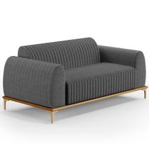 Sofá 3 Lugares Para Sala De Estar Molino 210 Cm D02 Pés D'ouro Linho Cinza Escuro C-416 - Lyam Decor