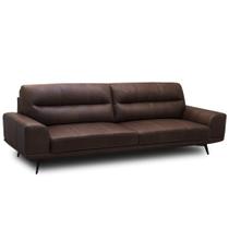 Sofá 3 Lugares Para Sala Living Industrial 216cm Cádis L06 Couro Marrom Escuro - Lyam Decor Sofá 3 Lugares Para Sala Living Industrial 216cm Cádis L06 Couro Marrom Escuro - Lyam Decor