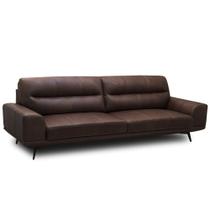 Sofá 3 Lugares Para Sala Living Industrial 256cm Cádis L06 Couro Marrom Escuro - Lyam Decor