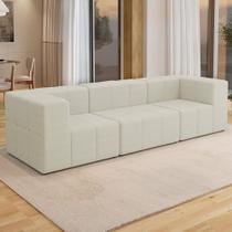 Sofá 3 Lugares Para Sala Living Modular 264cm Lancaster F04 Linho Cru - Lyam Decor