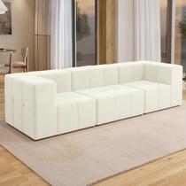 Sofá 3 Lugares Para Sala Living Modular 264cm Lancaster F04 Veludo Bege - Lyam Decor