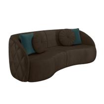 Sofá 3 Lugares Para Sala Living Olimpo 240 cm M03 Veludo Marrom - Lyam Decor