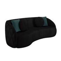 Sofá 3 Lugares Para Sala Living Olimpo 240 cm M03 Veludo Preto - Lyam Decor
