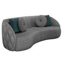 Sofá 3 Lugares Para Sala Living Olimpo 288 cm M03 Linho Chumbo - Lyam Decor