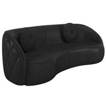 Sofá 3 Lugares Para Sala Living Olimpo 288 cm M03 material sintético Preto - Lyam Decor