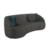 Sofá 3 Lugares Para Sala Living Olimpo 288 cm M03 Veludo Cinza Escuro - Lyam Decor