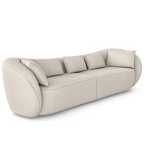 Sofá 3 Lugares Para Sala Living Orgânico 212cm Eça P08 Veludo Bege - Lyam Decor