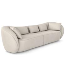 Sofá 3 Lugares Para Sala Living Orgânico 212cm Eça P08 Veludo Bege - Lyam Decor