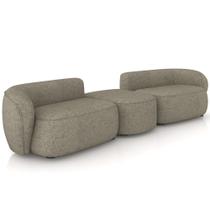 Sofá 3 Lugares Para Sala Living Orgânico com Puff 302cm Luft P08 Linho Castanho - Lyam Decor Sofá 3 Lugares Para Sala Living Orgânico com Puff 302cm Luft P08 Linho Castanho - Lyam Decor