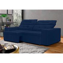 Sofá 3 Lugares Phormatta Decor Berlin com Assento Retrátil e Encoscto Reclinável Azul Marinho 206 cm