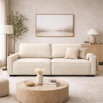 Sofá 3 Lugares Recepção Moderno 2 Metros Sala Contemporâneo Linho Cor:Cinza