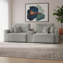 Sofá 3 Lugares Reclinável 192cm Modulado Console USB Benedict Boucle K01 - D Rossi