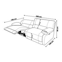 Sofá 3 Lugares Reclinável Elétrico Asmará 228cm Couro Cinza - Gran Belo Sofá 3 Lugares Reclinável Elétrico Asmará 228cm Couro Cinza - Gran Belo
