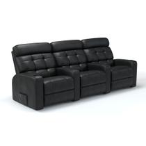 Sofá 3 Lugares Reclinável Elétrico Massageador em Couro Bovino Linha Cinema Sala de estar