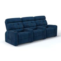 Sofá 3 Lugares Reclinável Elétrico Massageador em Tecido Bouclé Linha Cinema Sala de estar