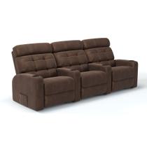 Sofá 3 Lugares Reclinável Elétrico Massageador em Tecido Suede Linha Cinema Sala de estar