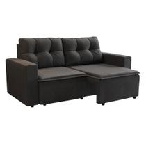 Sofá 3 Lugares Retrátil Amsterdã I Suede Preto 180 cm