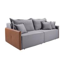 Sofá 3 Lugares Retrátil Bali Linho Cinza 200 cm Sofá 3 Lugares Retrátil Bali Linho Cinza 200 cm