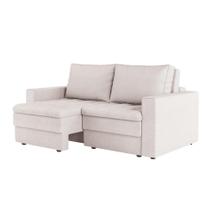 Sofá 3 Lugares Retrátil Berna Linho Cru 180 cm - Mobly