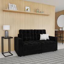 Sofá 3 Lugares Retrátil Colônia Suede Preto