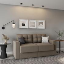 Sofá 3 Lugares Retrátil Dresden Suede Bege 180 cm