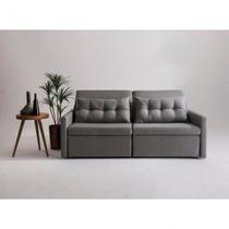 Sofa 3 Lugares Retratil e Reclinavel 196cm Linho Cinza Dimas