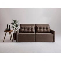 Sofa 3 Lugares Retratil E Reclinavel 196Cm Veludo Dimas Marrom Sofa 3 Lugares Retratil E Reclinavel 196Cm Veludo Dimas Marrom