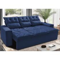 Sofá 3 Lugares Retrátil e Reclinável 2,00m Cama inBox Smal com bordado pantográfico Suede Azul Sofá 3 Lugares Retrátil e Reclinável 2,00m Cama inBox Smal com bordado pantográfico Suede Azul