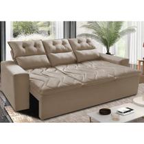Sofá 3 Lugares Retrátil e Reclinável 2,00m Cama inBox Smal com bordado pantográfico Suede Bege Sofá 3 Lugares Retrátil e Reclinável 2,00m Cama inBox Smal com bordado pantográfico Suede Bege