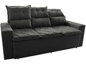 Sofá 3 Lugares Retrátil e Reclinável 2,00m Cama inBox Smal com bordado pantográfico Suede Cinza