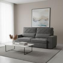 Sofá 3 Lugares Retrátil e Reclinável 207cm Viena Cinza Grafite Sofá 3 Lugares Retrátil e Reclinável 207cm Viena Cinza Grafite