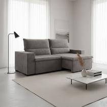 Sofá 3 Lugares Retrátil e Reclinável 220cm Belize Cinza Sofá 3 Lugares Retrátil e Reclinável 220cm Belize Cinza