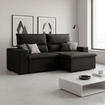 Sofá 3 Lugares Retrátil e Reclinável 220cm Belize Preto Sofá 3 Lugares Retrátil e Reclinável 220cm Belize Preto