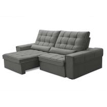 Sofá 3 Lugares Retrátil e Reclinável Alasca Veludo Prata