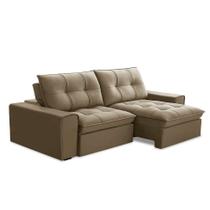 Sofá 3 Lugares Retrátil e Reclinável Argos Veludo Castor