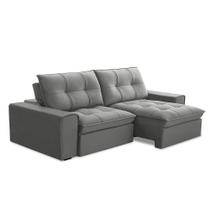 Sofá 3 Lugares Retrátil e Reclinável Argos Veludo Prata