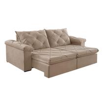 Sofá 3 Lugares Retrátil e Reclinável Astor Veludo Bege 202 cm Sofá 3 Lugares Retrátil e Reclinável Astor Veludo Bege 202 cm